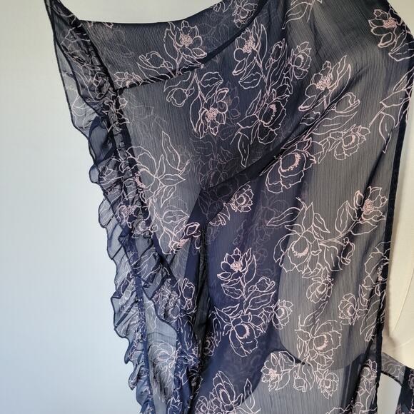 Motherhood Maternity Chiffon Kimono Ruana One Size Navy Pink Whimsy Fairycore - Picture 2 of 8